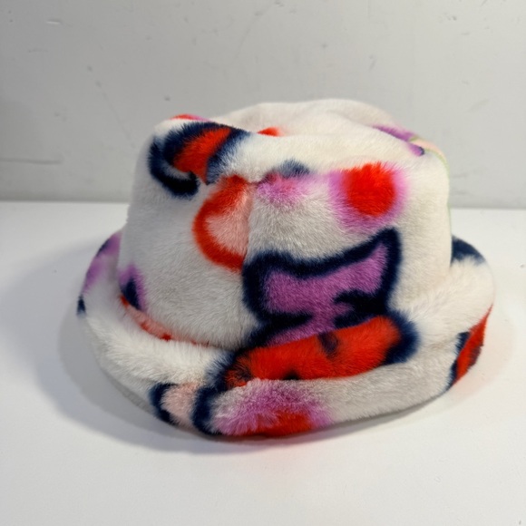 Marc Jacobs Kids Fleece White Multicolor Logo Bucket Hat Beanie Size 56cm - Picture 4 of 11